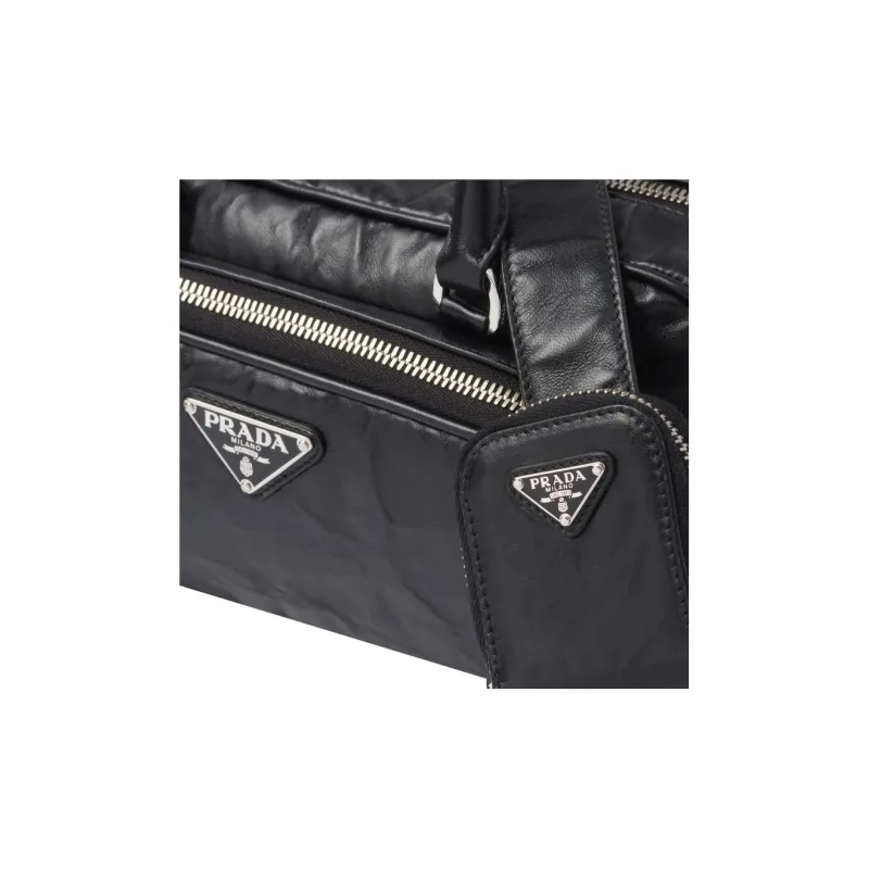 PRADA Soft Sheep Leather Shoulder Bag Crossbody Bag Handbag Women's Black-3