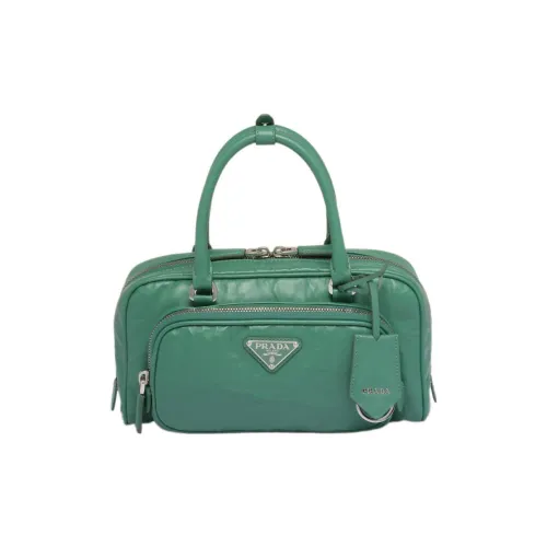 PRADA Soft Sheep Leather Shoulder Bag Crossbody Bag Handbag Women's Gray Green
