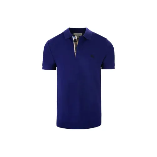 Burberry Oxford Logo Embroidered Polo Shirt Blue