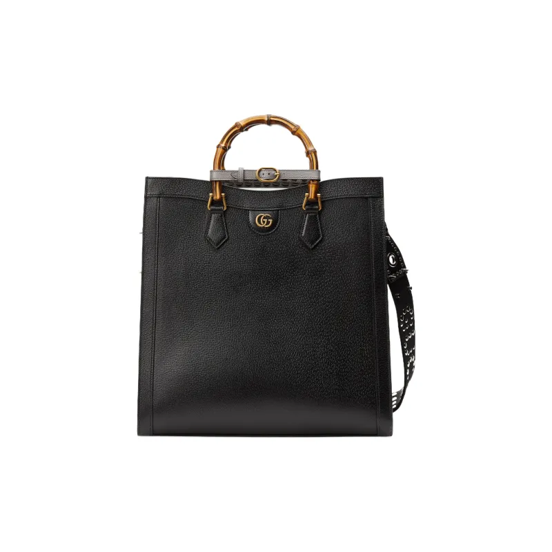 GUCCI Diana Leather Tote Bag Shopping Bag Shoulder Bag Crossbody Bag Handbag Large Size Men's Black-1