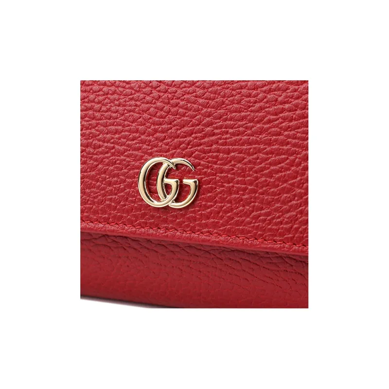 GUCCI Marmont Leather Wallet Women's Red-4