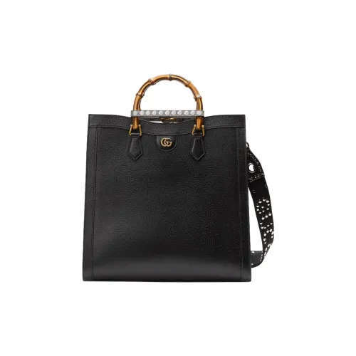 GUCCI Diana Leather Tote Bag Shopping Bag Shoulder Bag Crossbody Bag Handbag Large Size Men's Black