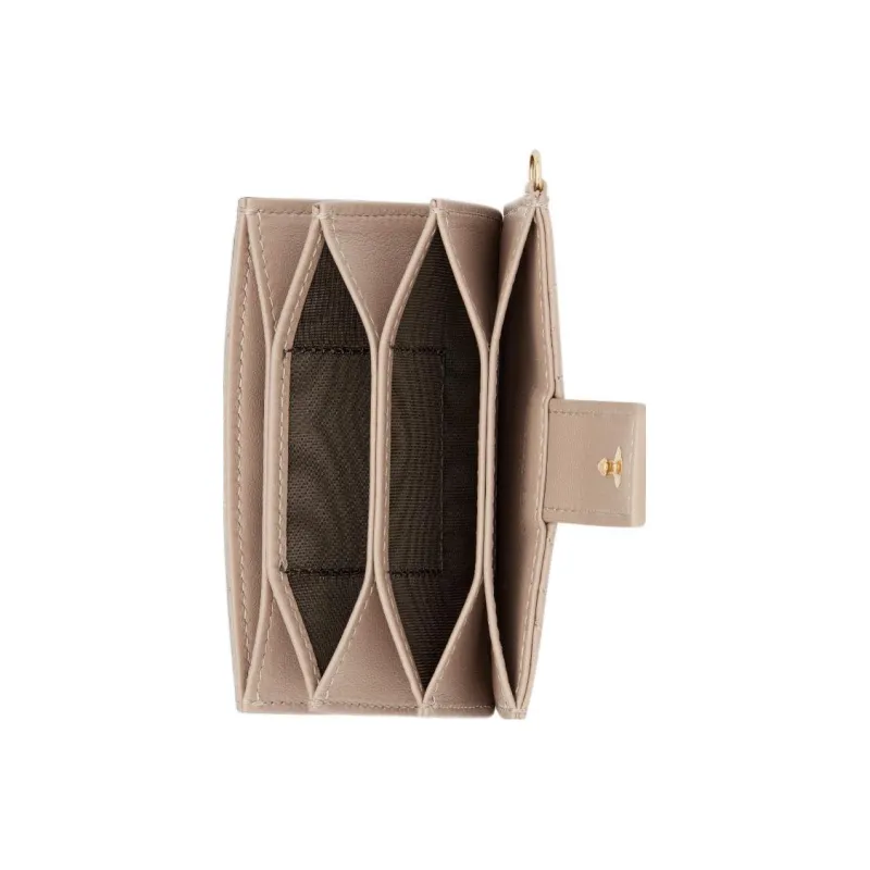 DIOR Lady Dior Wicker Pattern Lambskin Card Holder Women's Hazelnut-3