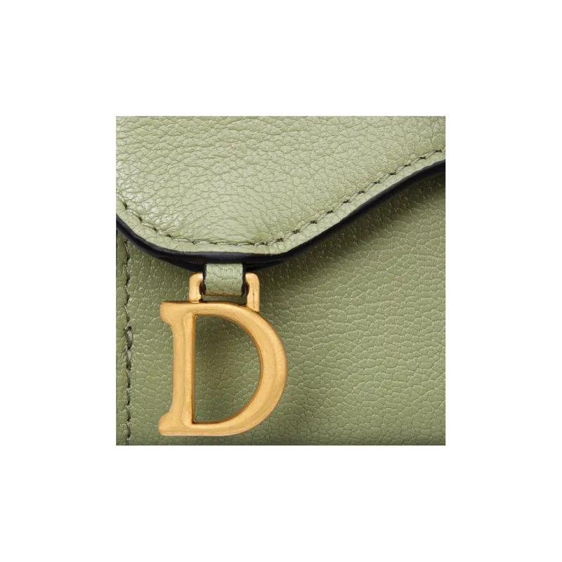 DIOR Saddle Goatskin Wallet Women's Green-4