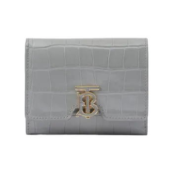 Burberry Embossed Cowhide Leather Wallet Women's Gray