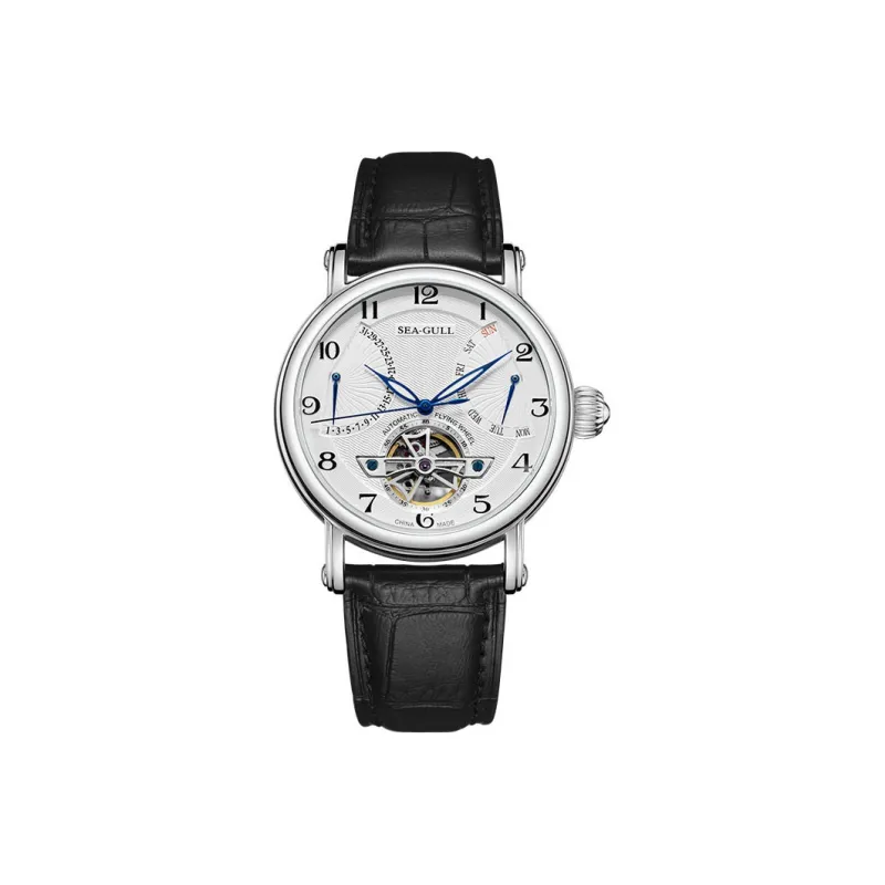 Sea Gull LE BRASSUS Automatic Mechanical Movement Cow Leather Strap Watch Men's Watches White Dial-5
