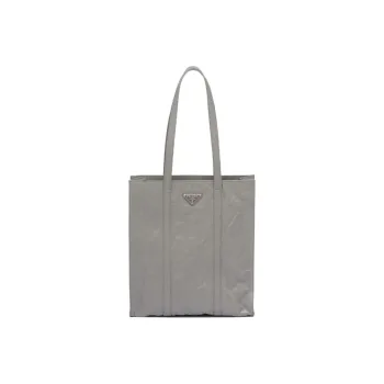 PRADA Soft Sheep Leather Tote Bag Shopping Bag Handbag Small Size Women's Gray