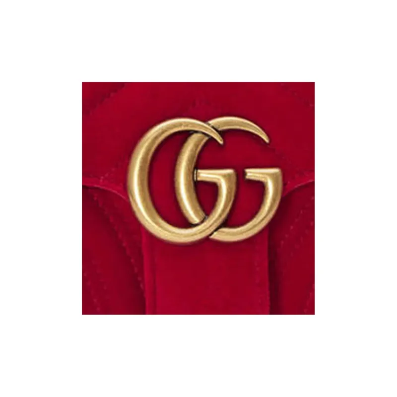 GUCCI GG Marmont Quilted Velvet Crossbody Bag Shoulder Bag Women's Red-4