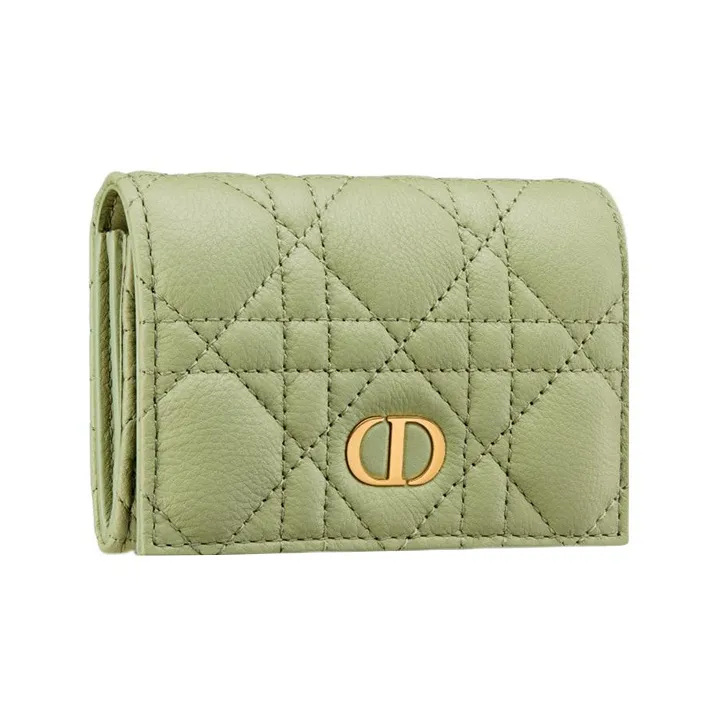DIOR Caro Soft Calfskin Wallet Extra Small Women's Green-1