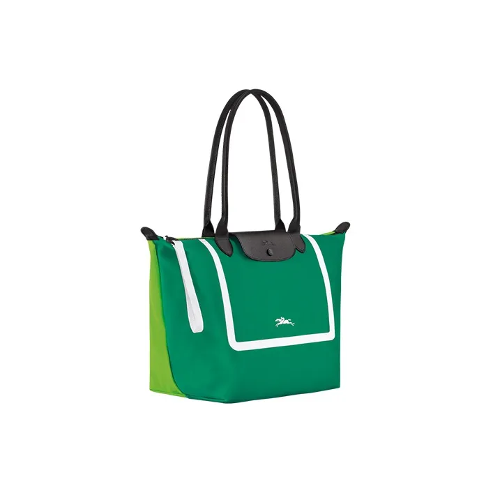 LONGCHAMP Le Pliage Collection Cow Leather Trim Tote Bag Shopping Bag Handbag Shoulder Bag Women's Grass Green-1