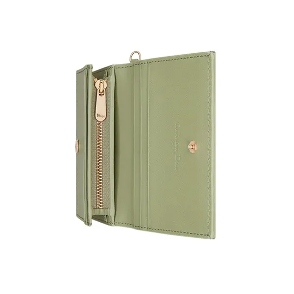 DIOR Lady Dior Lambskin Wallet Mini Women's Green-4
