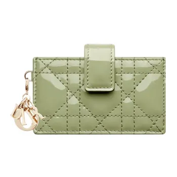 DIOR Lady Dior Patent Leather Calfskin Card Holder Card Holder Regular Women's Green