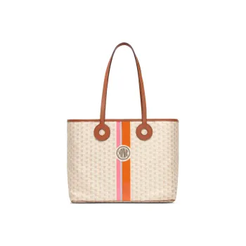 Moynat Toile1920 Canvas With Leather Tote Bag Shopping Bag Handbag Medium Size Women's Brown/Beige