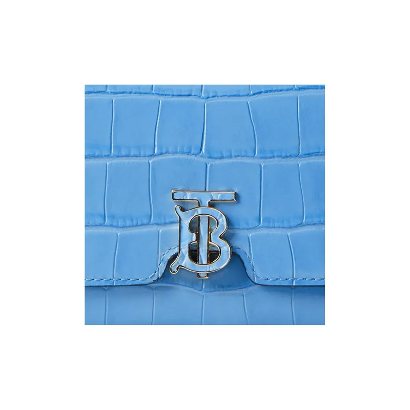Burberry Embossed Calfskin Wallet Small Size Women's Blue-7