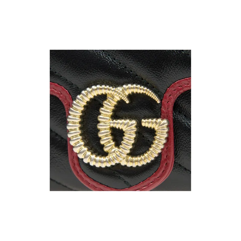GUCCI Marmont Sheepskin Shoulder Bag Crossbody Bag Extra Mini Women's Black/Red-4