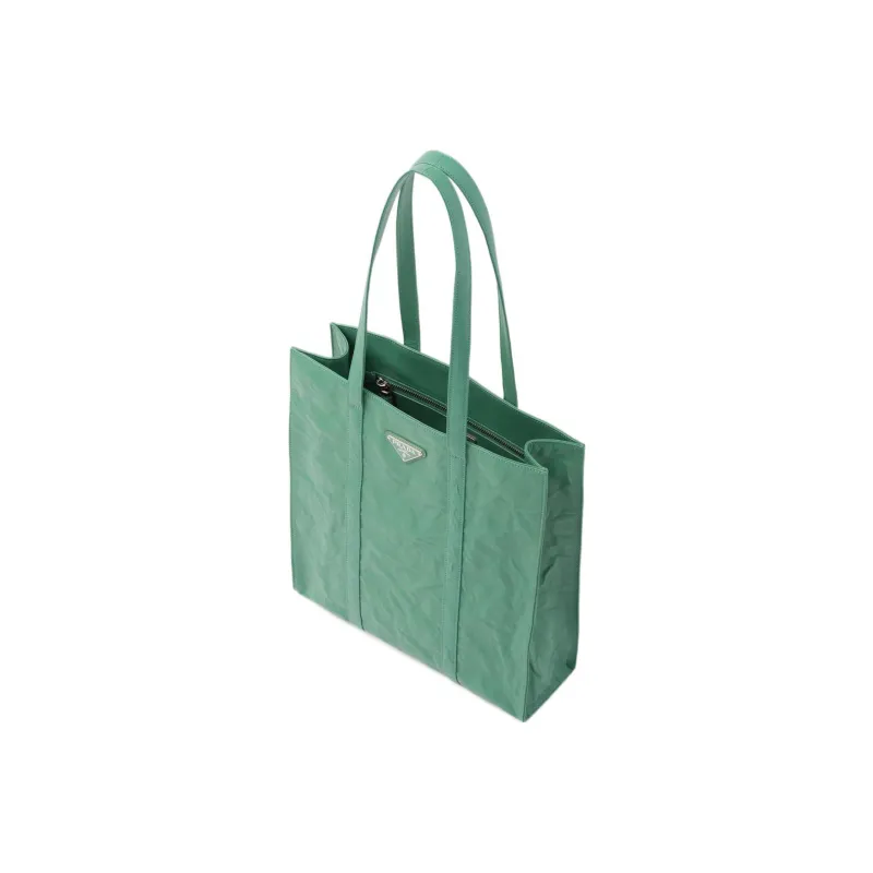 PRADA Soft Sheep Leather Tote Bag Shopping Bag Handbag Small Size Women's Green-1