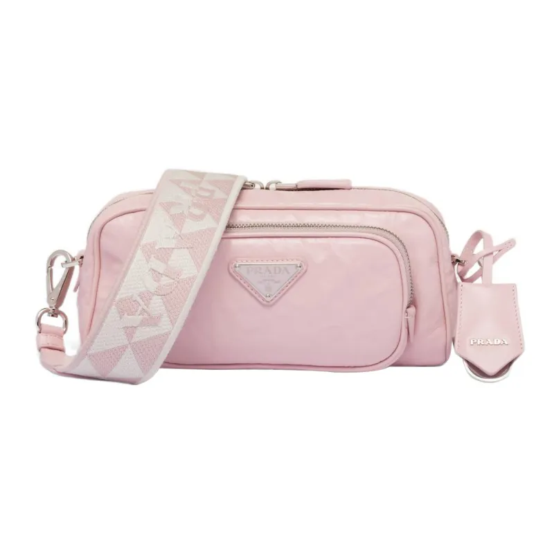 PRADA Soft Sheep Leather Crossbody Bag Shoulder Bag Women's Snow Pink-0