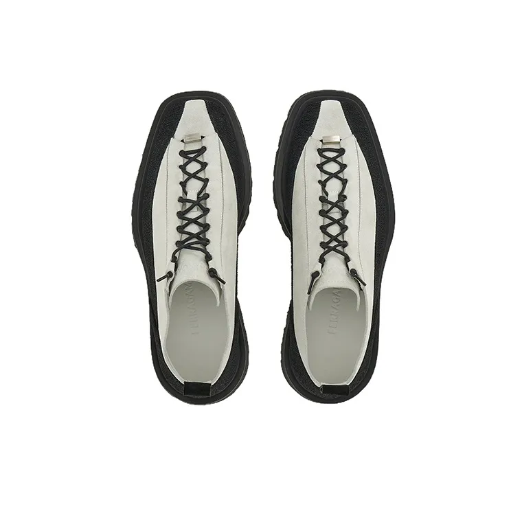 FERRAGAMO Flat Shoes Men's White Black-3