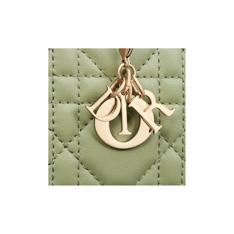 DIOR Lady Dior Lambskin Wallet Mini Women's Green-5