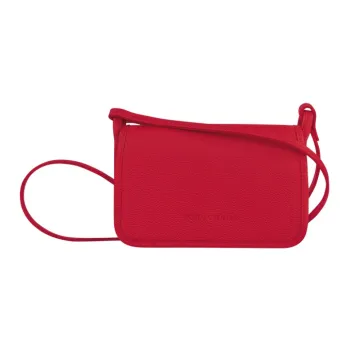 LONGCHAMP Le Foulonné Cow Leather Shoulder Bag Crossbody Bag Wallets Women's Passion Red