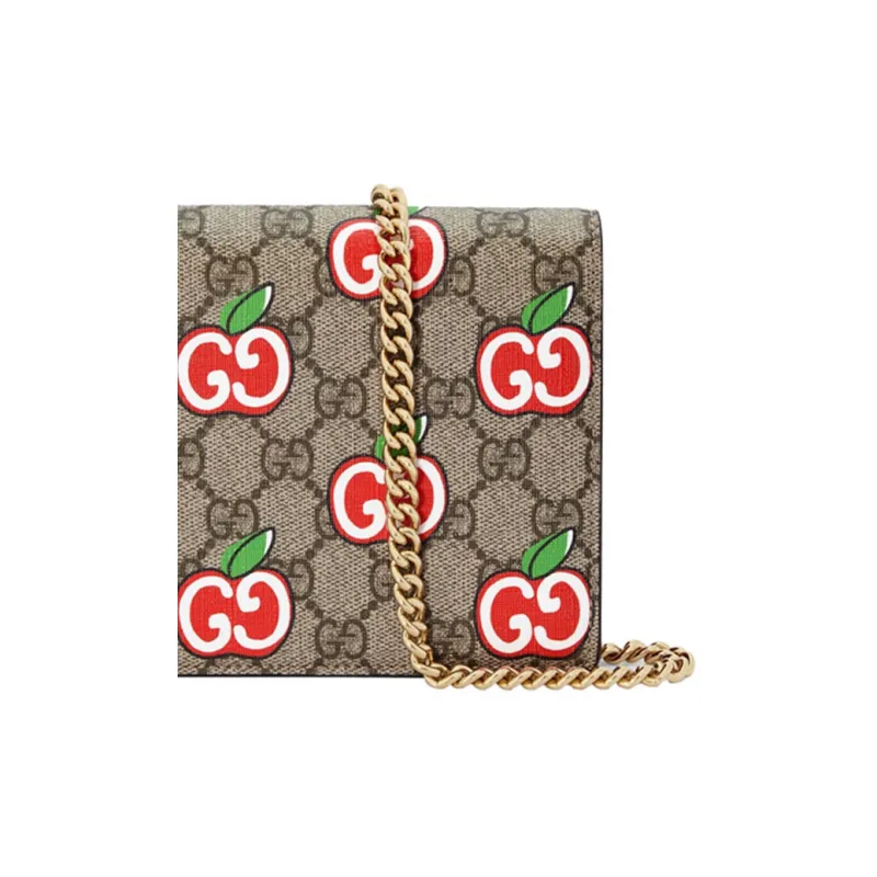 GUCCI Canvas With Leather Wallets Shoulder Bag Crossbody Bag Women's Ebony/Red-7