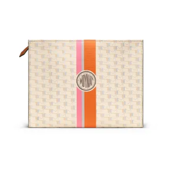 Moynat Canvas 1920 Canvas Clutch Women's Ecru/Brown