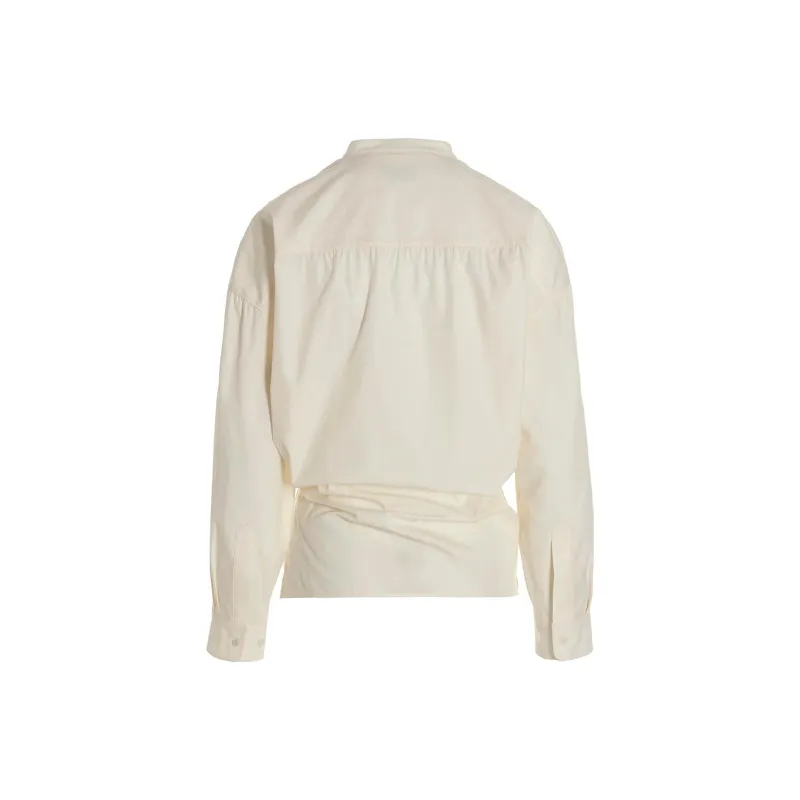 Lemaire Officer Collar Twisted Shirt 'Chalk'-1