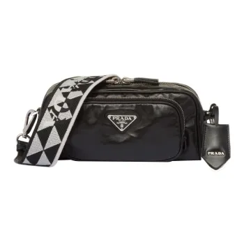 PRADA Nappa Antique Leather Multi Pocket Shoulder Bag Black