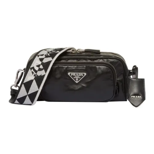 PRADA Nappa Antique Leather Multi Pocket Shoulder Bag Black