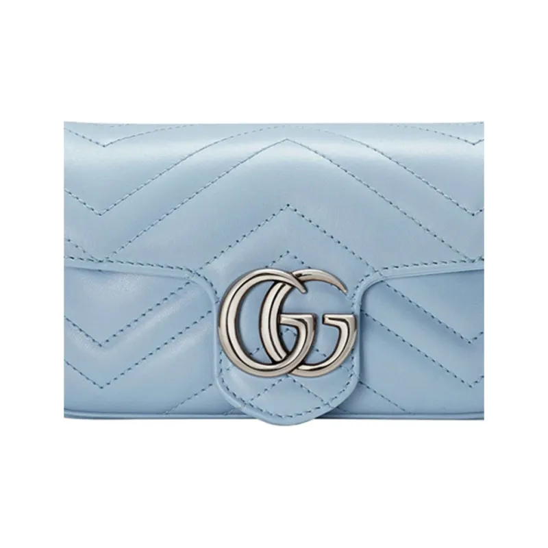 GUCCI GG Marmont Leather Crossbody Bag, Shoulder Bag Women's Blue & Candy & Unicorn Colors-7