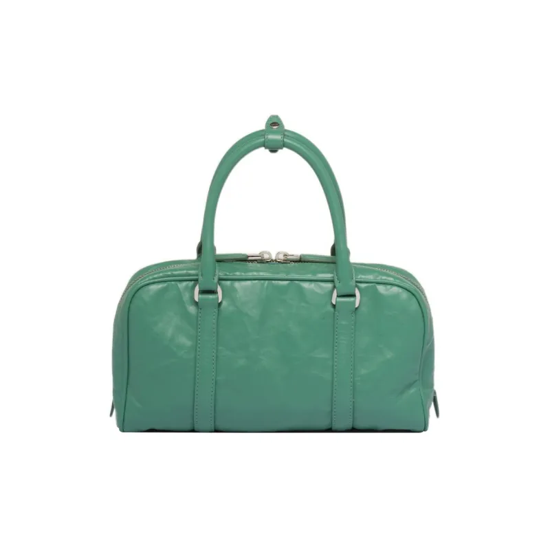 PRADA Soft Sheep Leather Shoulder Bag Crossbody Bag Handbag Women's Gray Green-2