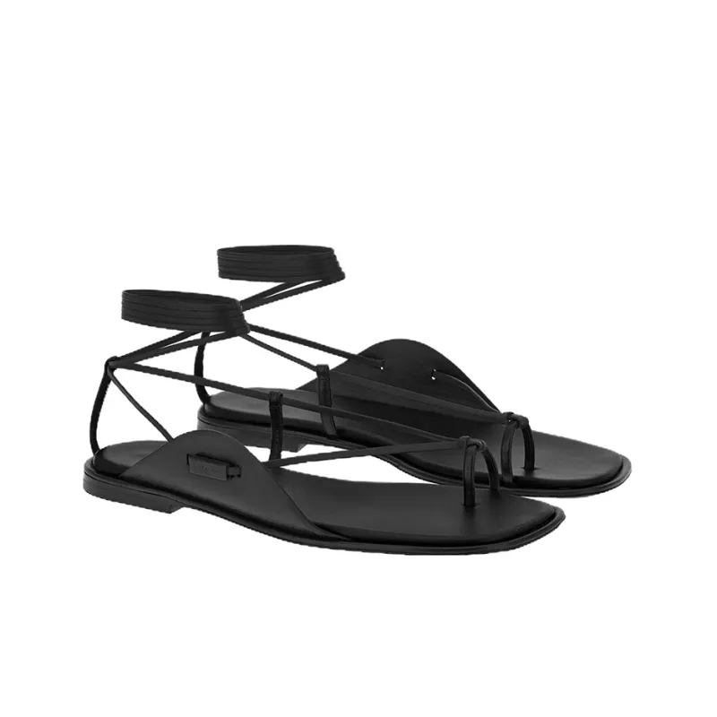 FERRAGAMO One Strap Sandals Men's Black-2