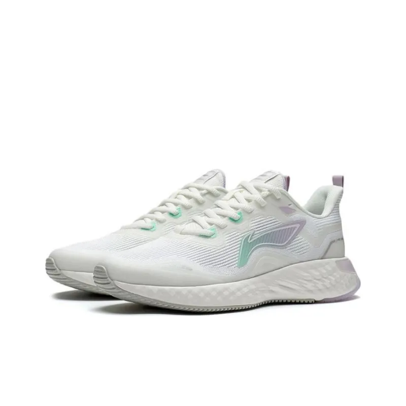 LiNing Chasing-clouds Cushioning Anti-Slip And Wear-Resistant Low-Top Running Shoes Women's White Cyan Purple-2