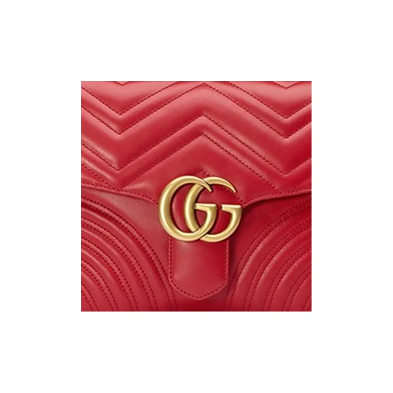 GUCCI GG Marmont Leather Messenger Bag, Shoulder Bag, Crossbody Bag, Handbag Small Size Women's Red-6