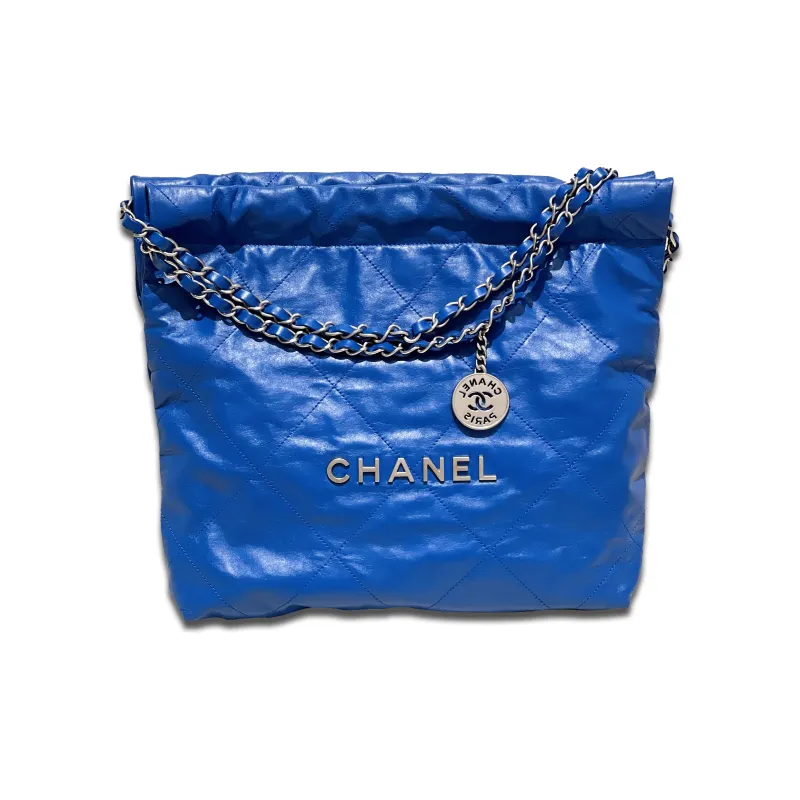 CHANEL 22Bag Smooth Finish Calfskin Tote Bag, Shopping Bag, Crossbody Bag, Shoulder Bag Women's Blue-0