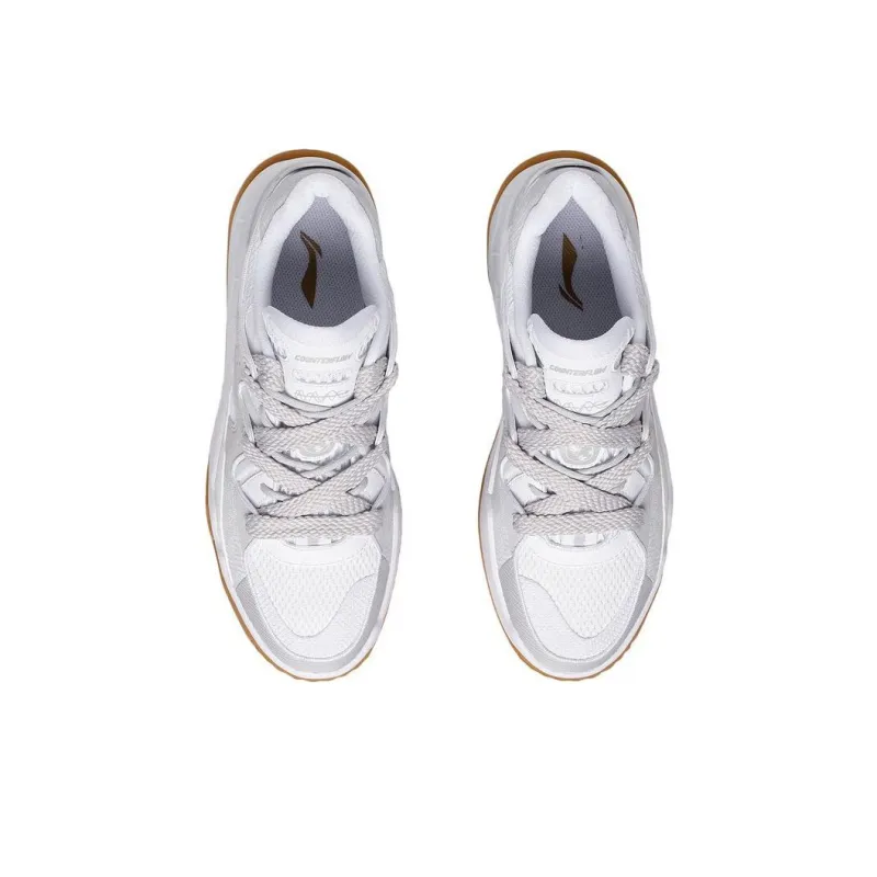 LiNing Twinkle Star Anti Slip Wear Resistant Low Top Skateboard Shoes Men's White Gray-3