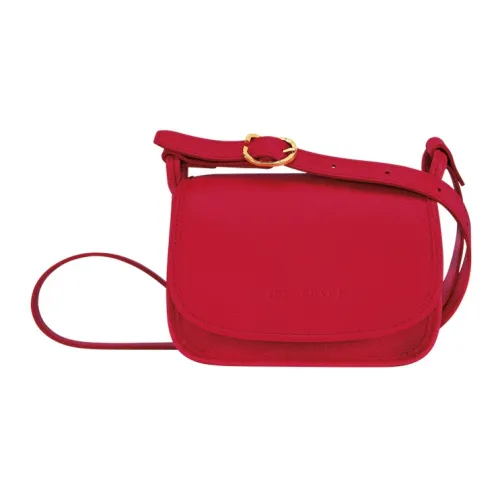 LONGCHAMP Le Foulonné Cow Leather Shoulder Bag Crossbody Bag Small Size Women's Passion Red