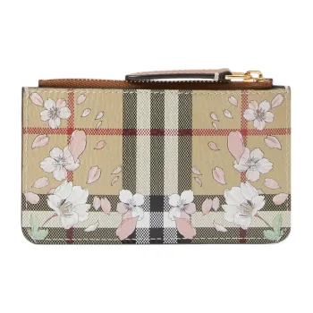 Burberry Leather Card Holder, Coin Purse Regular Women's Beige