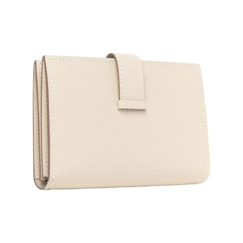 HERMES Bearn Epsom Calfskin Short Wallet Mini Women's 10 Craie Milkshake White-1