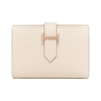 HERMES Bearn Epsom Calfskin Short Wallet Mini Women's 10 Craie Milkshake White