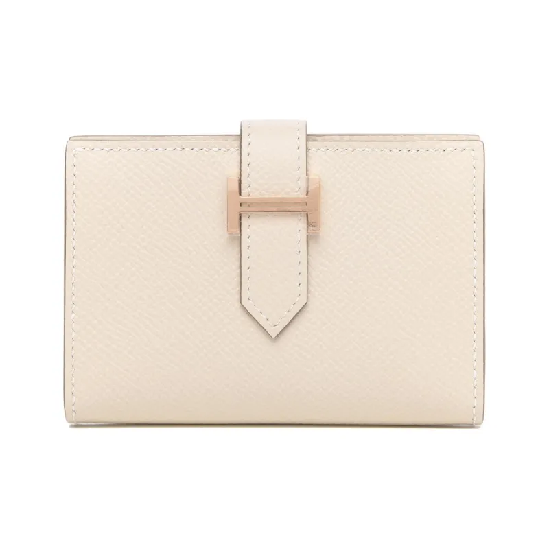 HERMES Bearn Epsom Calfskin Short Wallet Mini Women's 10 Craie Milkshake White-0