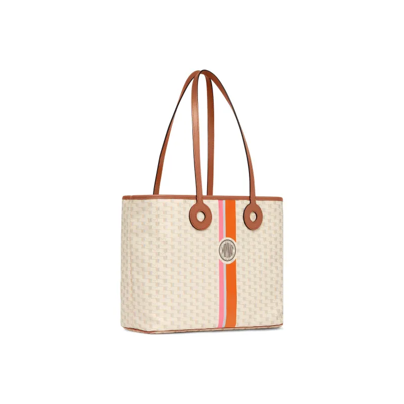 Moynat Toile1920 Canvas With Leather Tote Bag Shopping Bag Handbag Medium Size Women's Brown/Beige-2