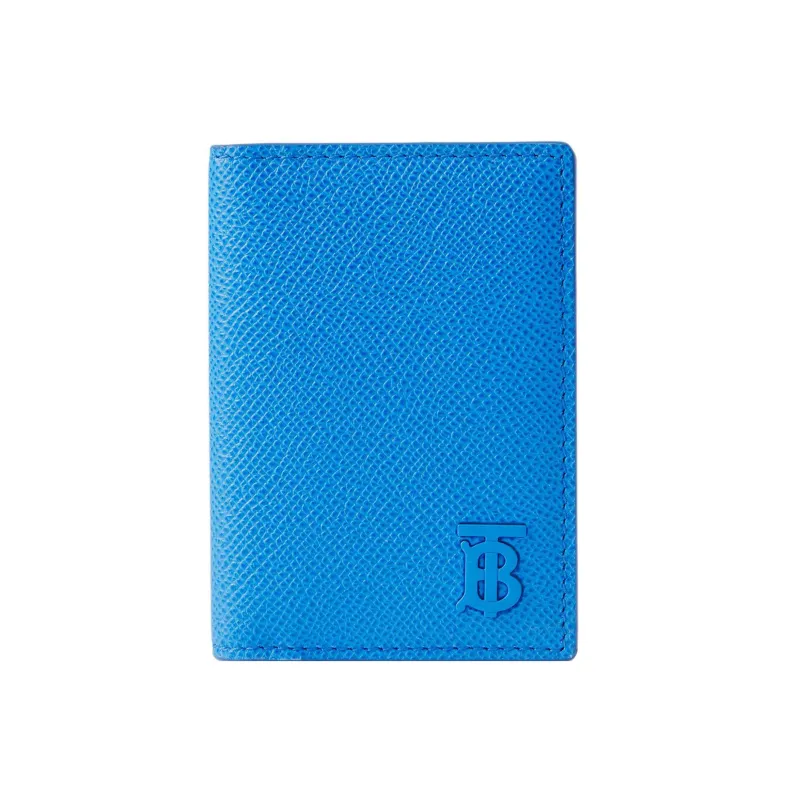 Burberry Grained Calfskin Card Clip Wallets Card Holders Men's Blue-0