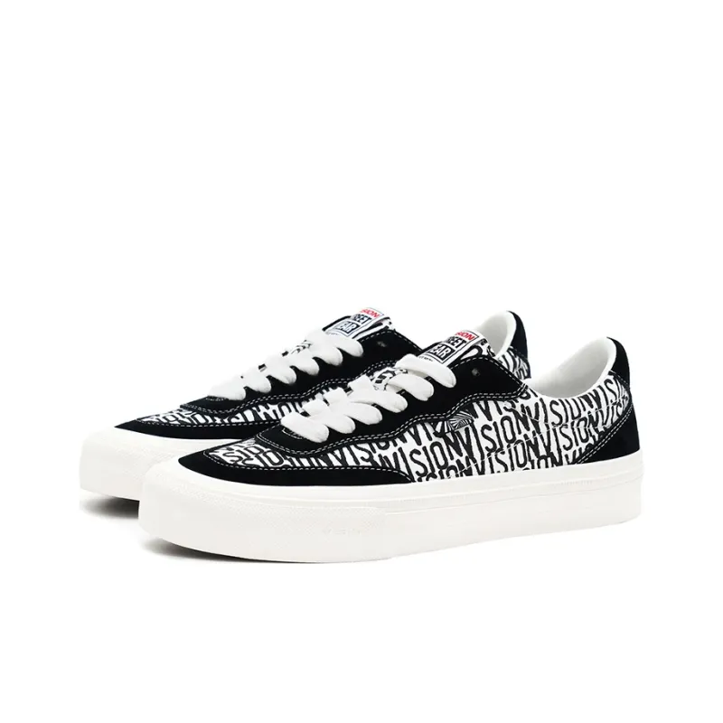 Vision Street Wear Flat Top All Over Print Low Top Skateboard Shoes Unisex Black And White All Over Print-2