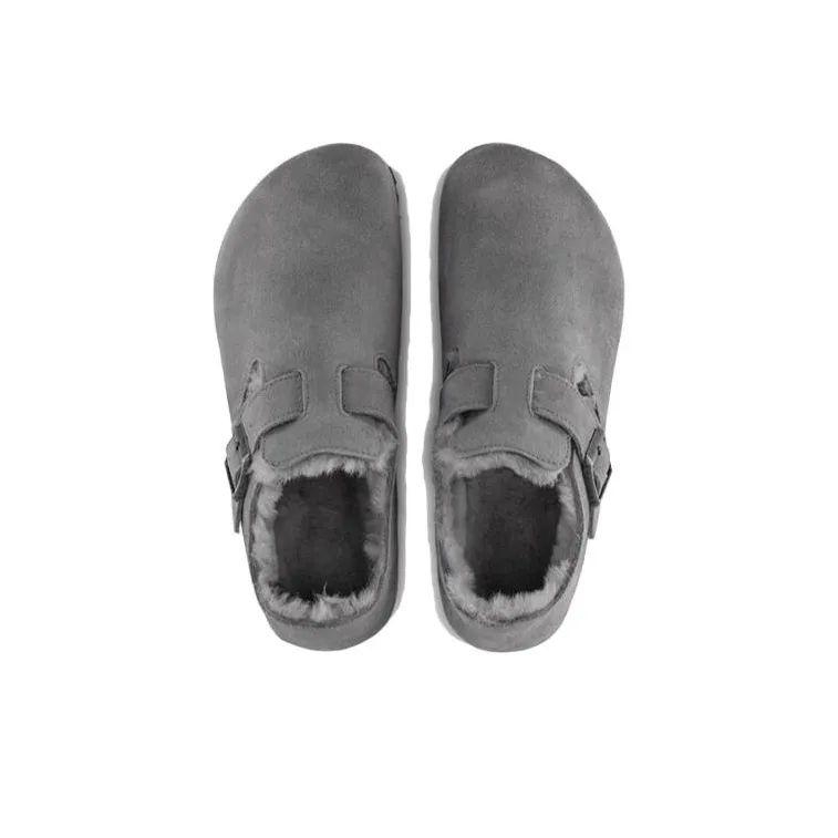 Birkenstock London Shearling Suede Leather Narrow Fit 'Whale Grey'-4