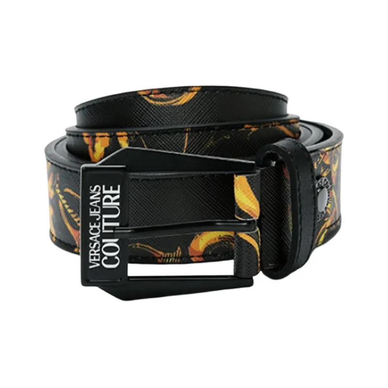 VERSACE Casual Black Print Pin Buckle Leather Belt Men's Black Print Width: 3cm-1