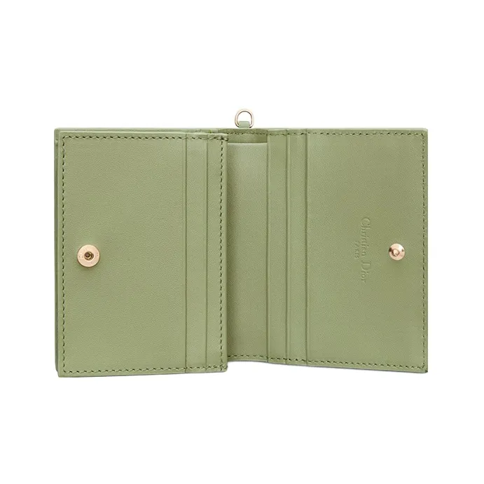 DIOR Lady Dior Lambskin Wallet Mini Women's Green-3