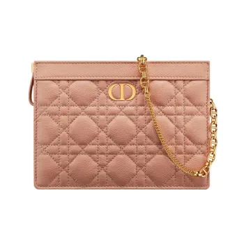 DIOR Caro Cow Leather One Shoulder Crossbody Clutch Women's Rose