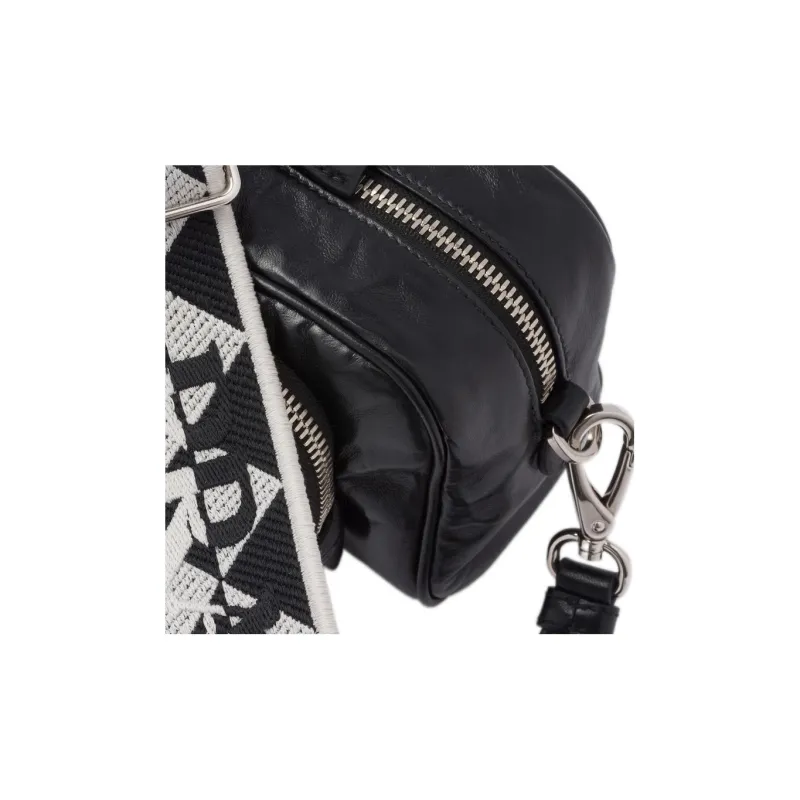 PRADA Nappa Antique Leather Multi Pocket Shoulder Bag Black-3