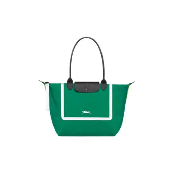 LONGCHAMP Le Pliage Collection Cow Leather Trim Tote Bag Shopping Bag Handbag Shoulder Bag Women's Grass Green